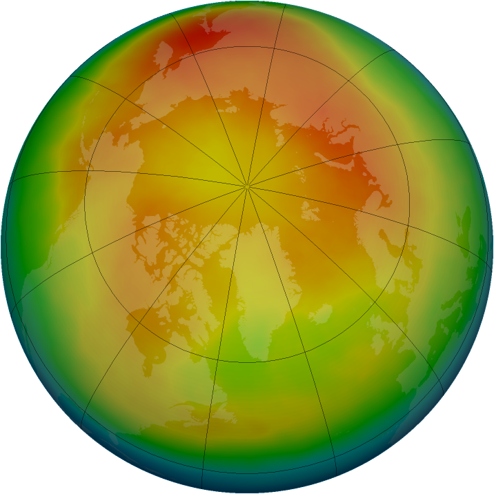 Arctic ozone map for March 2013